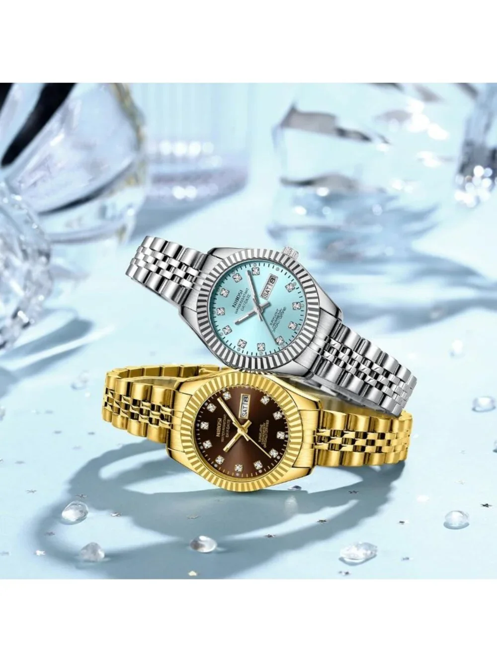 Elegant Women's Analog Quartz Watch - Gold & Silver Stainless Steel, Waterproof